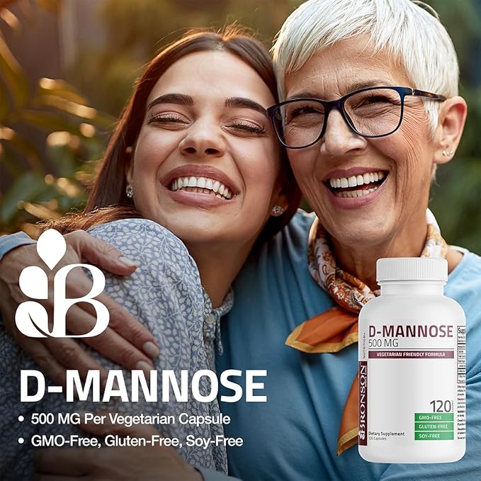 Bronson D-Mannose 500 MG Vegetarian Friendly Formula Non-GMO, 120 Capsules