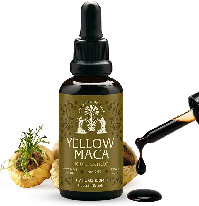 Yellow Maca Extract 50ml – Maca Root Liquid Drops | Peruvian Energy & Hormonal Support | Vegan, Non-GMO Clean Plant-Based Formula for Focus, Mood, Vitality & Wellness– 50 Servings