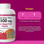 Natural Factors - Vitamin C 500mg, 100% Natural Fruit Chew, Mixed Fruit, 180 Chewable Wafers