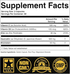 Zinc Quercetin 500mg with Vitamin C Vitamin D3 Bromelain Immune Support High Potency Quercetin Zinc Supplement ZQV by SPARTIS (Pack of 1 Bottle at 120-Caps)