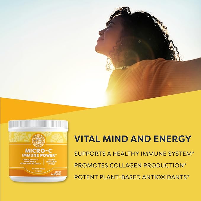 Vimergy Micro-C® Immune Power™* - Travel Size, 34 2000mg Servings – Gentle Form – Antioxidant Phytonutrients – Immune & Nerve Support – Benefits Bone & Cartilage – Gluten-Free, Kosher, Vegan (125g)