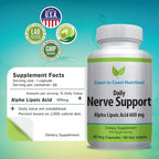 Nerve Support - Advanced Nerve Relief with Alpha Lipoic Acid 600 mg - Nerve Vitamins for Ease of Hands, Legs, and Foot Aches - 60 Capsules/NEW - 60 Day Supply