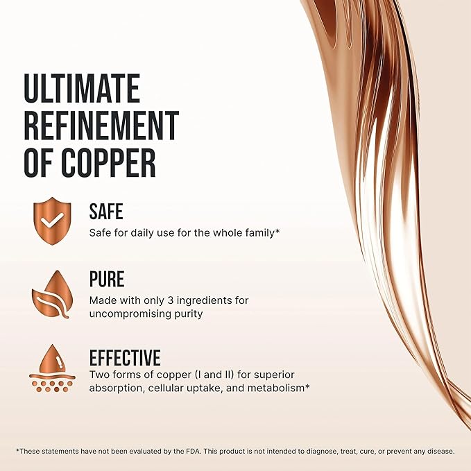 Sovereign Copper Bio-Active Copper Hydrosol, Daily+ 4-in-1 Wellness Supplement for Joint, Bone, Hair, Skin and Nails, Cardiovascular Health, Energy and Metabolic Health Support, 4 fl oz (118 mL)