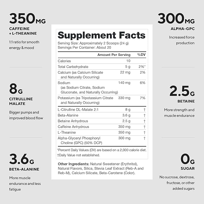 LEGION Pulse Pre Workout - All Natural Nitric Oxide Preworkout Drink to Boost Energy, Creatine Free, Naturally Sweetened, Beta Alanine, Citrulline, Alpha GPC (Pina Colada)