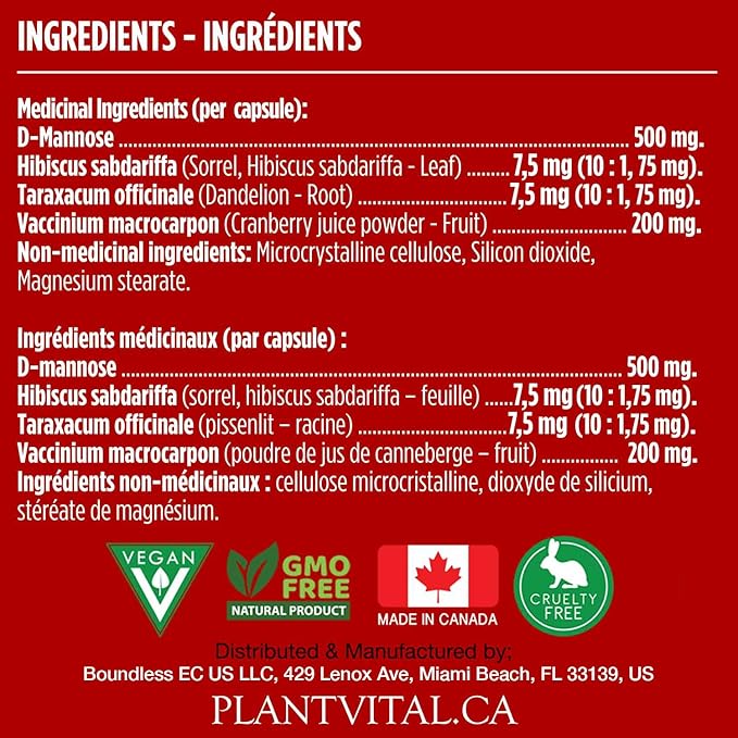 Plantvital Bundle Power Duo: Berberine 500mg-120 Capsules for Immunity & Cardio Health and D Mannose with Cranberry 1000mg-120 Capsules for Urinary Tract Support -Vegan, Non-GMO.