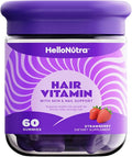Hair Vitamin Gummies | Hair Growth, Skin & Nails Support | Biotin 6000mcg, Bamboo Silica, Keratin, Collagen, MSM, Zinc & Antioxidant Vitamin A (as Beta Carotene) | Strawberry | 60 Gummies