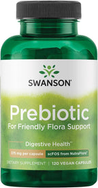 Swanson Prebiotic Fiber Capsules with NutraFlora FOS for Gut-Health-Conscious Adults Seeking Digestive Flora and Immune Support - 750 mg (120 Vegan Capsules)