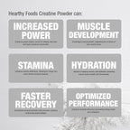 HEARTHY FOODS Creatine Monohydrate Micronized Powder 500G - 100 Servings, 5000mg Per Serving (5g) - for Men & Women Muscle Growth & Recovery - UNFLAVORED