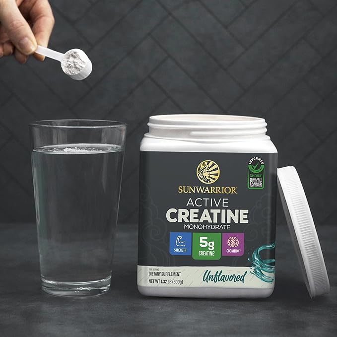 Sunwarrior Creatine Monohydrate Powder Micronized PreWorkout Recovery Supplement | Support Muscle Building Strength Training Cognition | Vegan & Keto Friendly Bulk Size (120 Servings) Unflavored