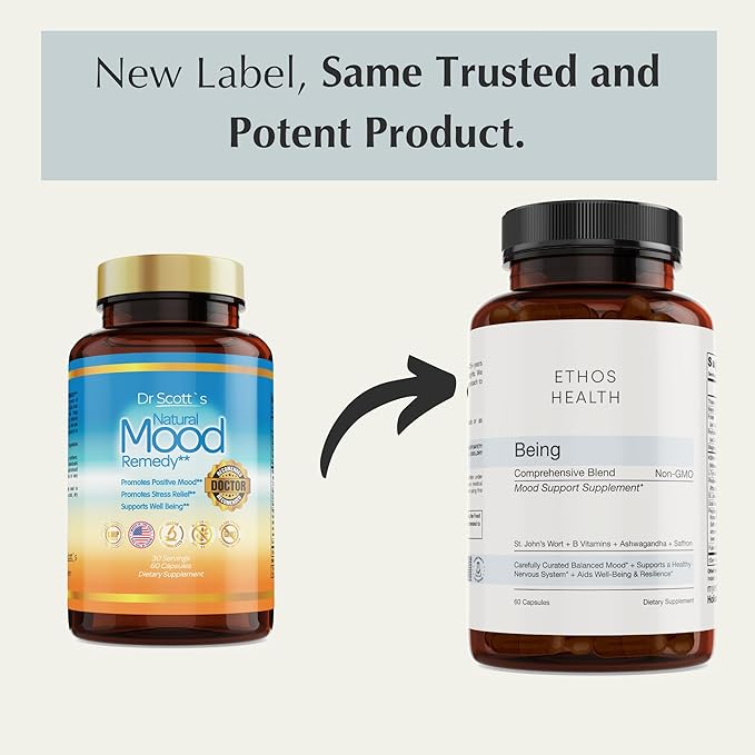 Mood Support Vegan Capsules – Organic KSM‑66 Ashwagandha, St John’s Wort, Rhodiola, Saffron, Panax Ginseng & L‑Tyrosine – Natural Emotional Balance, Energy & Focus – 60ct