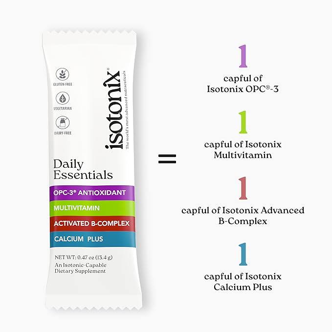 Isotonix® Daily Essentials Multivitamin Powder Packets – 4-in-1 Formula with Multivitamin, Activated B-Complex, Calcium Plus & OPC-3 with Pycnogenol® – Isotonic Delivery – Gluten Free-30 Packets