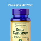 Puritan's Pride Beta Carotene Provitamin A 7,500mcg (25,000 IU), Vitamin Supplement for Immune System, Antioxidant and Eye Health Support, 100 Day Supply, 100 Rapid Release Softgels