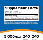 Nutricost Vitamin B12 (Methylcobalamin) 5000mcg, 240 Capsules - Vegetarian Caps, Non-GMO, Gluten Free B12 Supplement