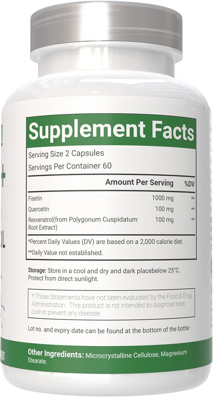 Fisetin Quercetin Resveratrol Supplement, 1,200 mg, 120 Veggie Capsules 100% Vegetarian, Non-GMO & Gluten Free (2)