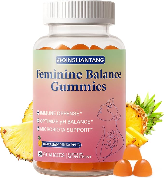 Feminine Balance Gummies for Women pH, Premium Balance Supplement for Women, Sugar Free Hawaiian Pineapple and Probiotic | Boost pH Health & Immune Support | Vegan, Gluten-Free, 60 Count