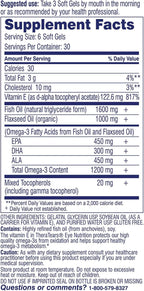 TheraTears Omega 3 Supplement for Eye Care,1200mg Fish Oil and Organic Flaxseed Oil with Vitamin E,180 Count (Pack of 2)
