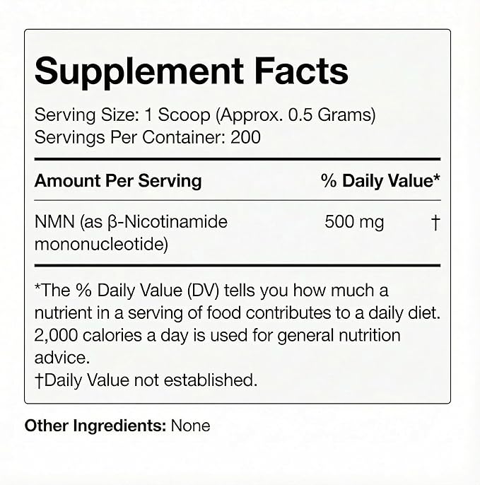 Prime Powders NMN Powder | 100g Fast Dissolve Powder Supplement | 500mg Nicotinamide Mononucleotide per Serving | Manufactured in The USA Third-Party Tested