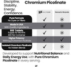 HealthFare Chromium Picolinate 1000mcg | 800 Tablets (Pack of 2) | High Absorption Mineral Supplement | Supports Healthy Sugar Metabolism & Nutrient Absorption | Non-GMO, Gluten-Free | Made in USA