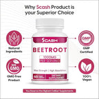 scash Beet Root Capsules - 1000mg Per Serving - 60 Beet Root Powder Capsules - (Pure, Non-GMO & Gluten Free