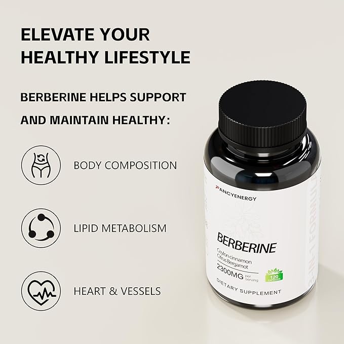 Berberine HCl Supplement with Ceylon Cinnamon & Citrus Bergamot – Botanical Formula for Daily Wellness – 120 Vegan Capsules