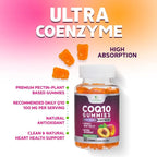 CoQ10 Gummies 100mg Per Serving - 3X Strength, High Absorption, Antioxidant Supplement for Heart Health Support & Energy Production, Ultra Coenzyme Q10 Vitamins, Coq 10 Supplements - 60 Gummies