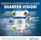 Vital Vision Support – Eye Health Supplement with Vitamin A, Lutein, Beta Carotene & Antioxidants – Eye Vitamins Support Hydration & Oxidative Stress -30 Days Serving