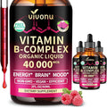 VivoNu Vitamin B Complex Liquid Drops, Methylated Vitamin B12 6000 mcg, B1, B6, B3, B5, B2, Folate, Biotin with Vitamin C D A E, Magnesium, Zinc, CoQ10 for Energy (3 Bottle)