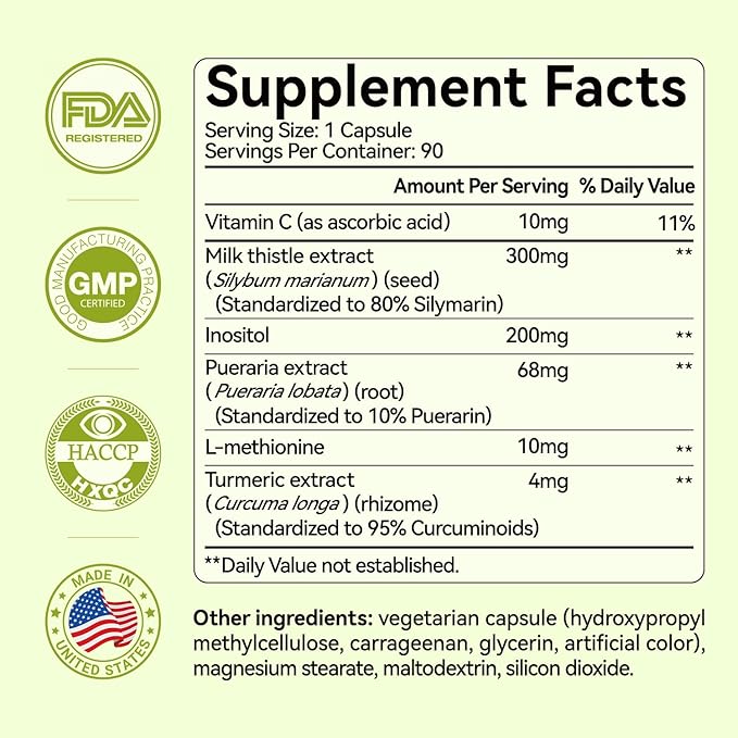 OxyEnergy Liver Cleanse Detox & Repair Supplement with 80% Milk Thistle, Turmeric, Inositol & Pueraria, Support Liver Health, Non-GMO, Gluten-Free, 90 Vegetarian Capsules, Made in USA