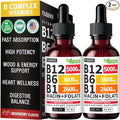 (2 Pack) Vitamin B12 and B6 Liquid Drops, B12 Sublingual Vitamin B Complex - B 12 Vitamin 5000mcg - B12 Methylcobalamin for Energy, Brain, and Heart Support with 27,200 mcg, Raspberry, 80 Servings