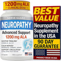 Neuropathy Support Supplement with 1200 mg Alpha Lipoic Acid to Fortify Nerves in Fingers Hands Toes & Feet – 1200mg ALA, Vitamins B12 B6 & B1, Magnesium – 30 Capsules