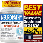 Neuropathy Support Supplement with 1200 mg Alpha Lipoic Acid to Fortify Nerves in Fingers Hands Toes & Feet – 1200mg ALA, Vitamins B12 B6 & B1, Magnesium – 30 Capsules