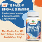 2400MG Liposomal Glutathione, with Vitamin C, Milk Thistle & Alpha-Lipoic Acid, Master Antioxidants, Pure Reduced L-Glutathione - Immune System, Cell Repair, Energy, High Absorption, 60 Softgels