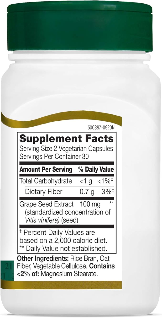 21st Century Grape Seed Extract Veg Capsules, 60 Count (21378) (Pack of 4)