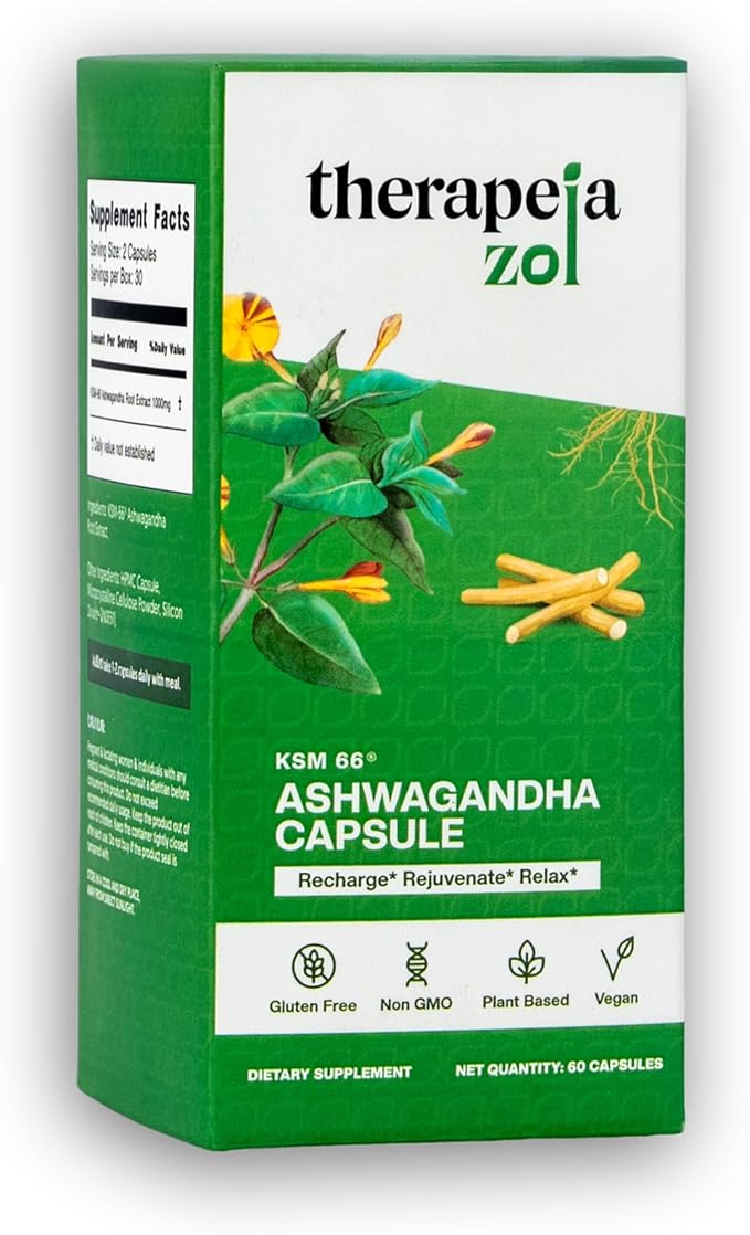 Ashwagandha KSM-66 Capsules for Men and Women - Ashwagandha Supplements for Stress Support, Calm Mood, Relaxation and Sleep - Premium Herbal Supplements, Vegan, Non-GMO, 60 Count