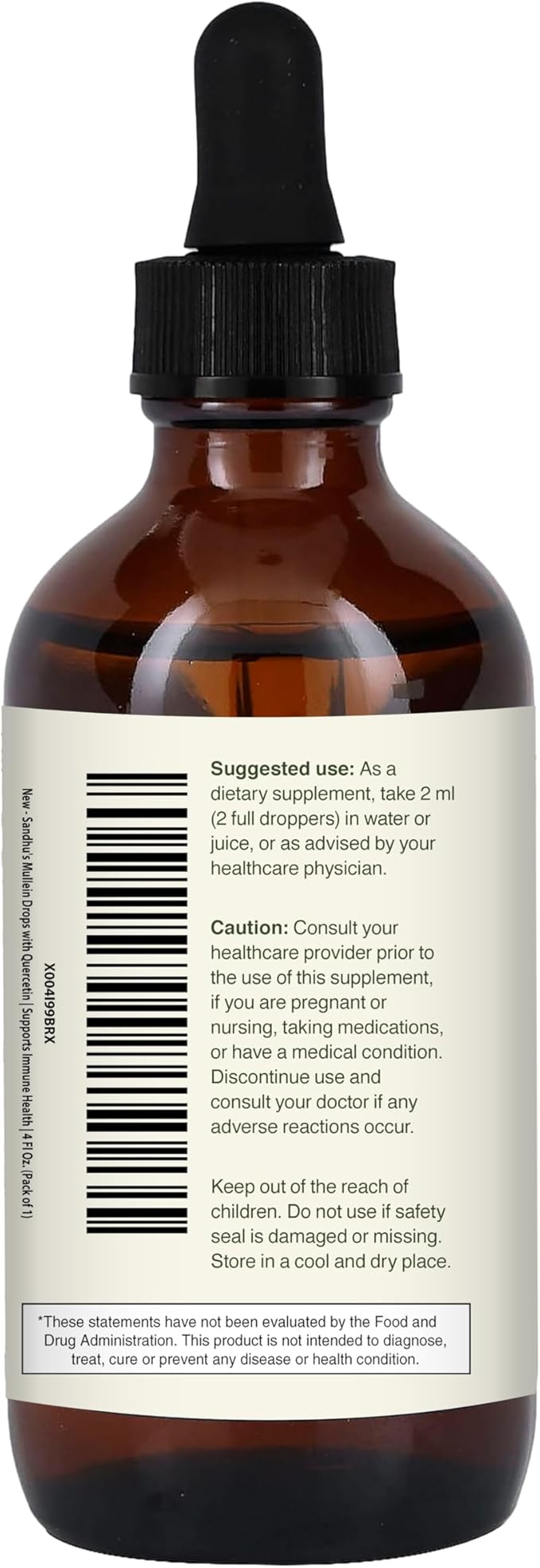 Sandhu's Mullein Drops for Lungs | Mullein Leaf Extract Supplement for Immune, Lung & Respiratory Health Support | Alcohol Free, Natural Herbal Tincture | 4 fl oz, 2 Months Supply