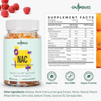 NAC Supplement 1000mg for Adults & 500mg for Kids, N-Acetyl Cysteine Supplement Gummies, Synergistic Antioxidant, Vegan, Sugar-Free 60 Gummies