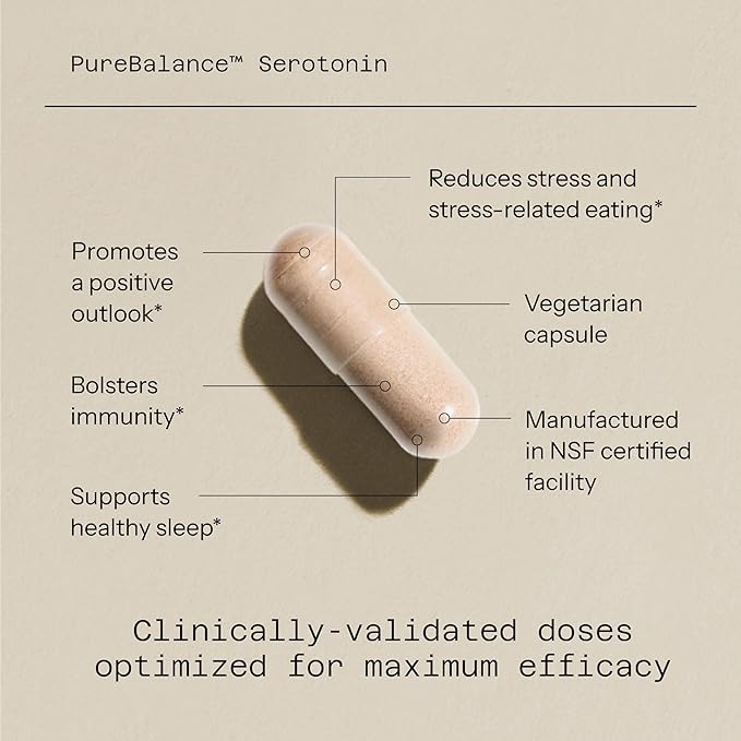 Quality of Life Pure Balance Serotonin Premium–Helps Boost Serotonin & Cortisol Levels - Includes 5-HTP, Venetron, Sensoril, Vitamin D3 & L-Theanine–60 Capsules
