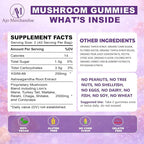 Mushroom Gummies with Ashwagandha, Lion’s Mane, Reishi, Cordyceps, Turkey Tail, Maitake, Shiitake & Chaga, Vegan Mushroom Supplement Gummy, Gluten Free, Mixed Fruit Flavor, 80 Count