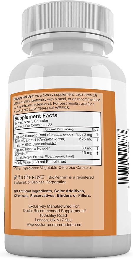 Turmeric Curcumin with Bioperine - 360 Veggie Capsules - 2250mg 95% Curcuminoids with Black Pepper Supplement and Triphala (Pack of 2)