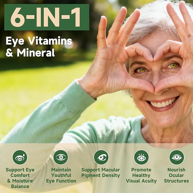 Eye Vitamin and Mineral Supplement Vision Support, 90 Capsules with Lutein and Zeaxanthin Vitamin C E Zinc Copper, Eye Health Supplements for Adults, 1 Pack