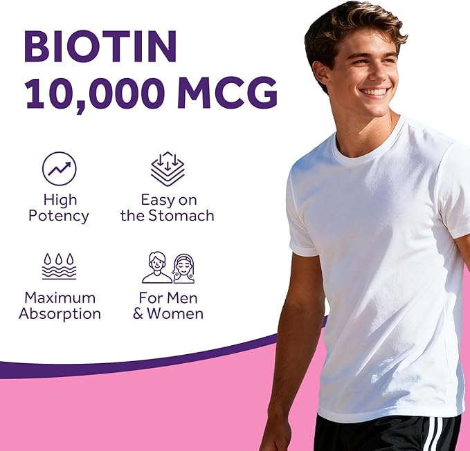 Doctor's Recipes Biotin 10,000mcg, High Potency Vitamin B7 for Hair, Skin & Nail Support, Non-GMO, Optimal Solutions Hair Vitamin with Biotin, for Women and Men, 120 Softgels