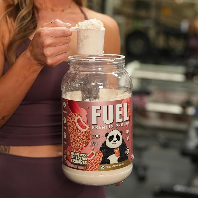 Underground Bio Labs Panda Fuel Premium Protein Whey,Hydrolyzed Collagen,Casein,Probiotics, Enzymes, Keto Friendly,Time Release, 25 Servings (2.5 Pound, Strawberry Ice Cream Crumble)