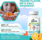 Methylated Multivitamin Gummies for Kids - MTHFR Support Supplement with B Complex 5-MTHF Folate (L-Methylfolate) B1 B3 B6 Methylcobalamin B12 Biotin Vitamins A C D3 E - Vegan Gluten Sugar Free