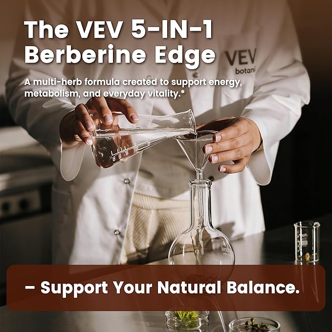 VEV Berberine Supplement with Ceylon Cinnamon for Daily Wellness Support, Vegan & Non-GMO – 2 Bottles (240 Capsules Total)