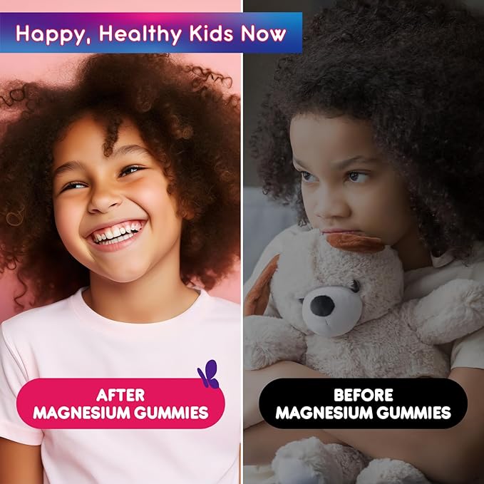 2 Pack Kids Magnesium Gummies, Magnesium Glycinate Gummies for Kids & Adults with L-Theanine, Chamomile, Vitamin D, B6 for Sleep, Relaxation, Brain & Muscle, Sugar Free Raspberry