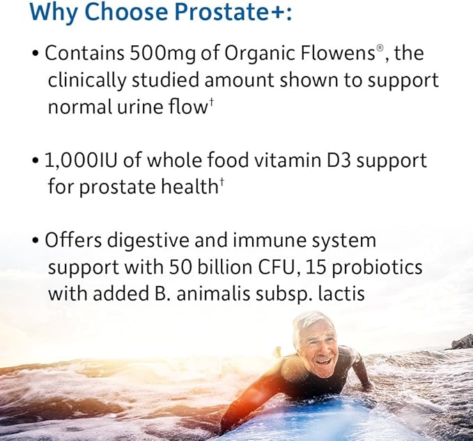Garden of Life Dr. Formulated Probiotics Prostate+- 50 billion CFU - Supports Prostate, Immune & Gut Health - Contains Organic Flowens Cranberry & Vitamin D3 - 60 Vegetarian Capsules