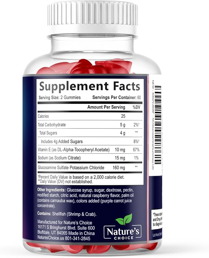 Joint Support Gummies - Extra Strength Glucosamine Gummy Supplement with Vitamin E - Natural Cartilage Joint Health & Flexibility Support, Best Support Glucosamine Chew for Men & Women - 120 Gummies