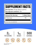 BulkSupplements.com D-Mannose Powder - D-Mannose Supplement, for Urinary Tract Health - Unflavored & Gluten Free, 2g per Serving, 1kg (2.2 lbs) (Pack of 1)