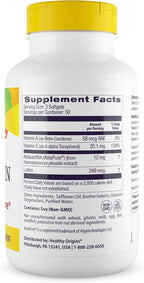 Healthy Origins Astaxanthin 4 mg, 150 Softgels - AstaPure Clinically Studied Algae - Supports Joint & Immune Health, Healthy Skin, Antioxidant for Cellular Protection & Eye Support