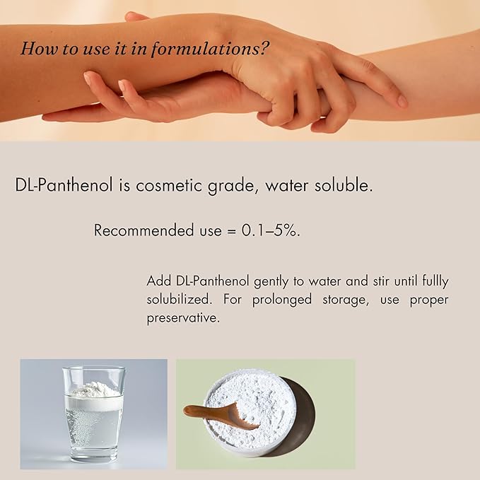 100% Pure Panthenol Powder, DL-Panthenol Powder, Provitamin B5 for Hair Care, Skin, Nails Deep Mousturizer, Use in Cosmetic Formulations or Add to Your Favorite Products (4 oz)